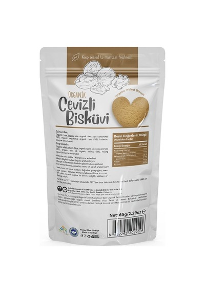 Natural Organik Cevizli Bisküvi 80gr