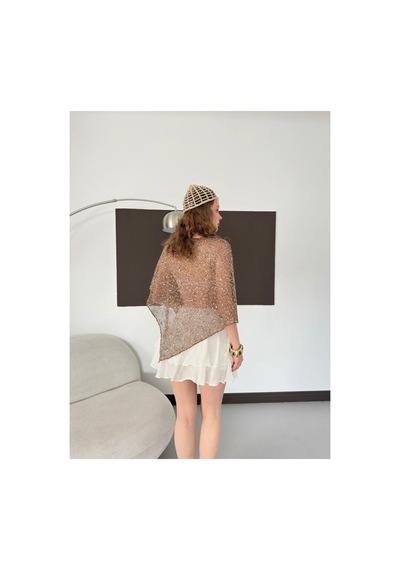 Verymoda Asimetrik Kesim Yarasa Kol Pullu Bluz D3118 Kahve