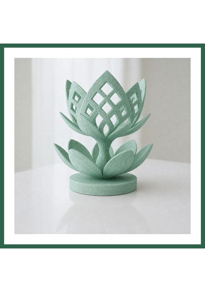 Bezos 3d Baskı Lotus Çiçeği Mumluk - Dekoratif Tealight Mumluk-mint Bzs01