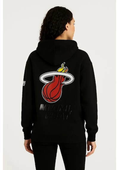 Primemagazam Kadın 3 İplik Pamuklu Kapüşonlu Kanguru Cepli Baskılı Hoodie Sweatshirt - Siyah Çeşitli