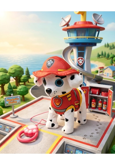 Paw Patrol Köpek Yürüyen, Havlayan Müzikli Tasmalı Kumandalı Peluş Oyuncak Paw Patrol Peluş Köpek, Paw Petrol Oyuncak Kırmızı