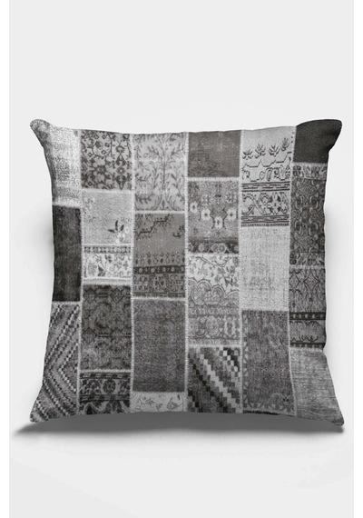 Gri Patchwork Çift Taraflı Yastık Kırlent Kılıfı Krl292