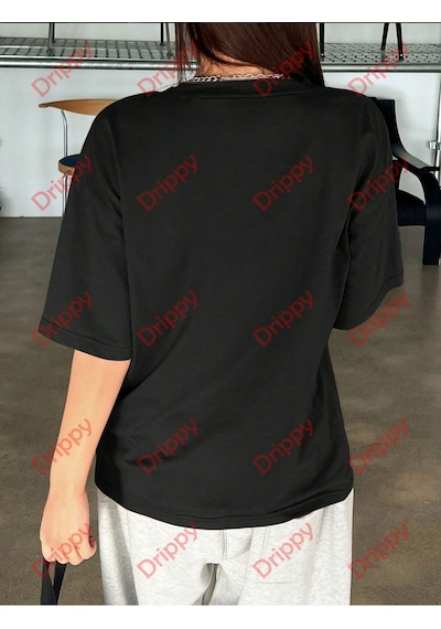 Flood Of Style 3 Çizgi Baskılı Beyaz Erkek Tshirt Siyah