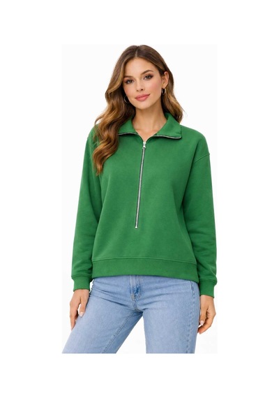Bebuy Sweatshirt Yarım Fermuarlı Yeşil