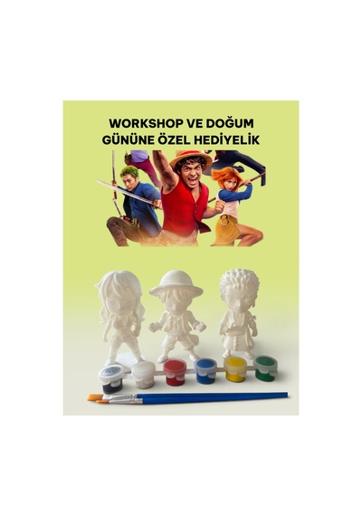 3d One Piece Figür Boyama Seti - Kendin Boya Hobi Ve Etkinlik Seti - Akrilik Boya + 6 Fırça