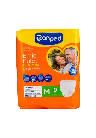 3 Adet Canped Emici Külot Yetişkin Bezi Orta Boy 9'lu