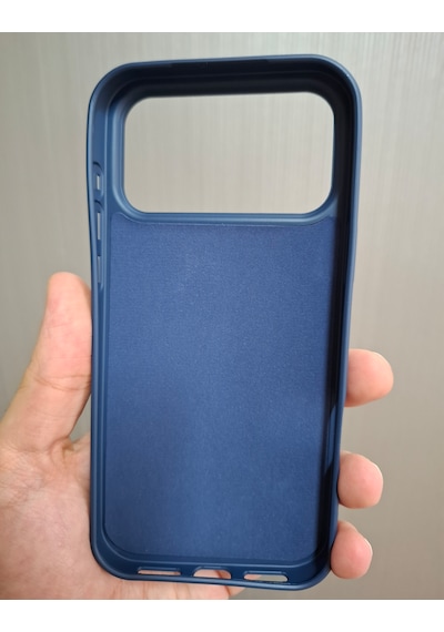 Apple Uyumlu iPhone 17 Pro Max Logolu İçi Kadife Silikon Lansman Kılıf Lacivert