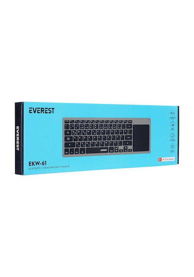 Everest EKW-61 Bluetooth+2.4 GHz TouchPad Mouse Q Mac/Win/Android/Uyumlu iOS Kablosuz TV Klavye