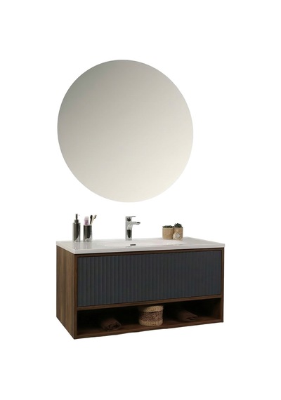Kobos Elegant 100 Cm Banyo Dolabı Seti Miling Oak + Argento Antrasit Kobos Elegant 100 Cm Banyo Dolabı Seti Miling Oak + Argento Antrasit