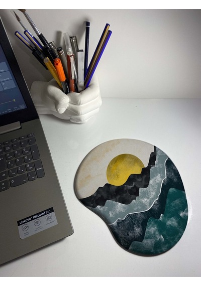Gün Batımı Illustrasyon Çizim 1713 Bilek Destekli Mouse Pad Mousepad