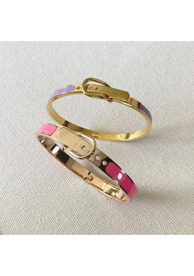 Mineli Rose Gold İkili Çelik Kelepçe Çok Renkli