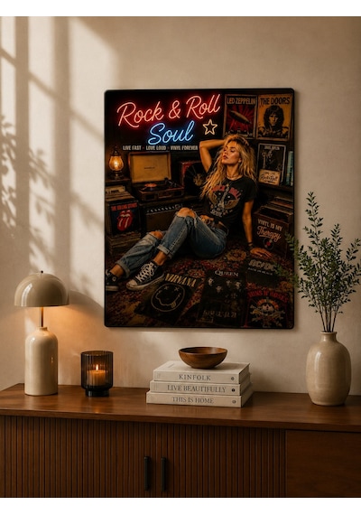 Plak Hikayeleri Kolleksiyonu Rock Un Ruhu Metal Tablo Çok Renkli
