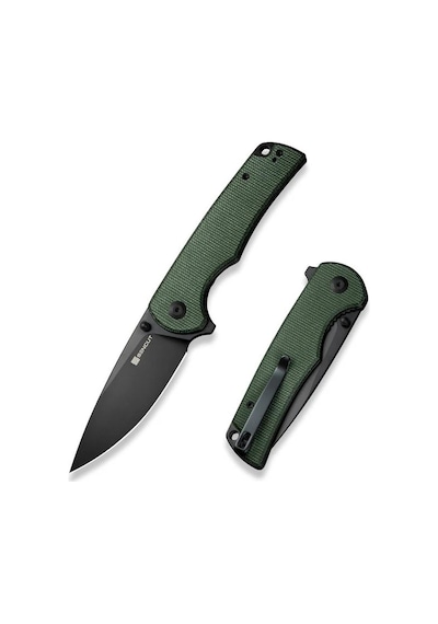 Sencut Praktisk Green Canvas Micarta Handle Black 9cr18mov Blade Kamp Çakı Yeşil