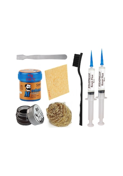 Krem Lehim Mchanc 138 C 42gr Havya Uc Temizleyici Seti Flux Lehim Toplama, Spatula Fırça Seti10