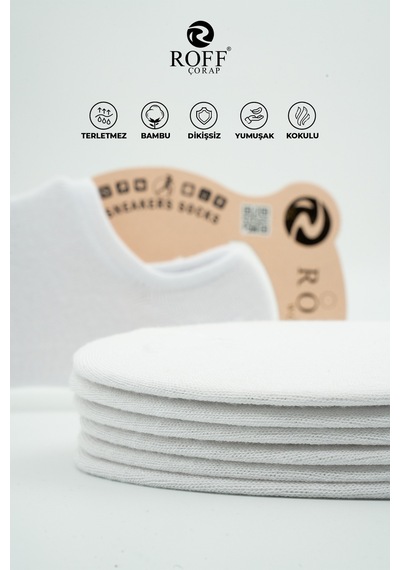 12 Cift Sneakers Kadın Corap Wolk Beyaz