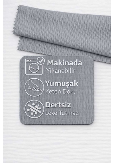 Perdeyap1980 Kadife Dokulu Gri Renk Masa Örtüsü Açık Gri