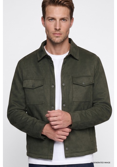 Wrangler Regular Fit Gömlek Yaka Cepli Erkek Bomber Ceket W2620022801 Haki