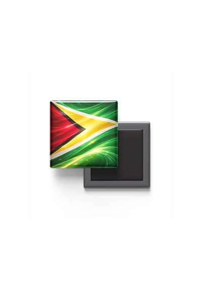 9x9 Cm Buzdolap Magnetleri - Guyana Bayrağı Ve Türk Bayrağı - 2'li Set Magneti