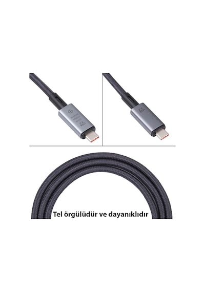 Ally Usb 3.2 100w Type-c To Type-c 8k Görüntü-data Ve Ultra Hızlı Şarj Kablosu 1 Metre- 5775 Siyah