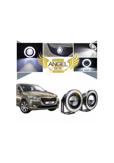 Peugeot 301 Uyumlu, Universal Mercekli Led Angel Sis Farı, 76mm Beyaz Renk