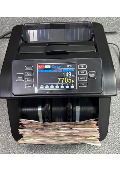 Türk Lirası Karışık Sayma Ofis Tipi Para Sayma Makinesi Ekran Hediyeli