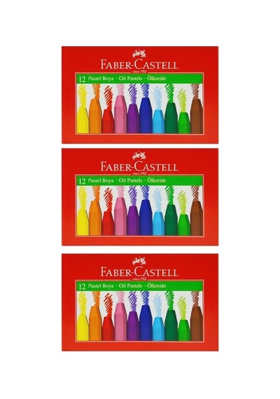 Faber Castell 12 Li Karton Kutulu Yağlı Pastel Boya 3 Adet Çok Renkli
