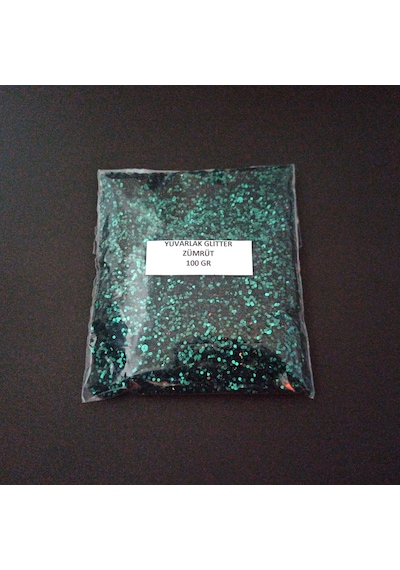 Glitter Yuvarlak Epoksi Süsleme Pulu Nail Art Makyaj İri Taneli Sim Zümrüt 100 Gr