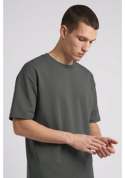 Haki Oversize Fit Basic Erkek Şort Takım - 85292