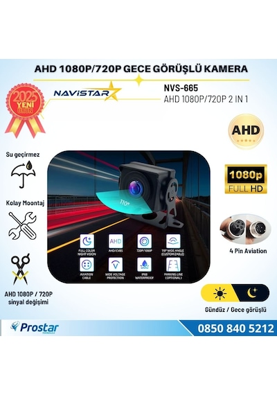Ahd 1080p Ve 720p Geniş Açılı Balıkgözü Gece Görüşlü Araç Kamerası