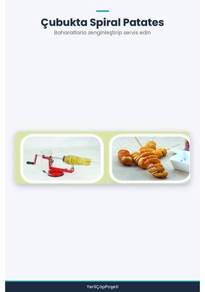 Spiral Patates Dilimleyici - 4 Çubuklu Patates Cips Kesici Kırmızı