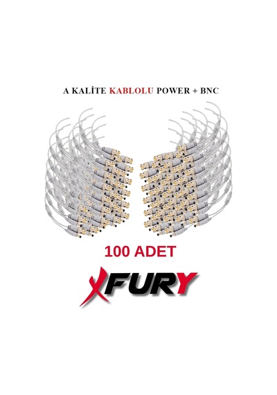Fury 100 Adet A Kalite Kablolu Hazır Bnc + Dc Power Jack Kablolu Y Tipi Konnektör