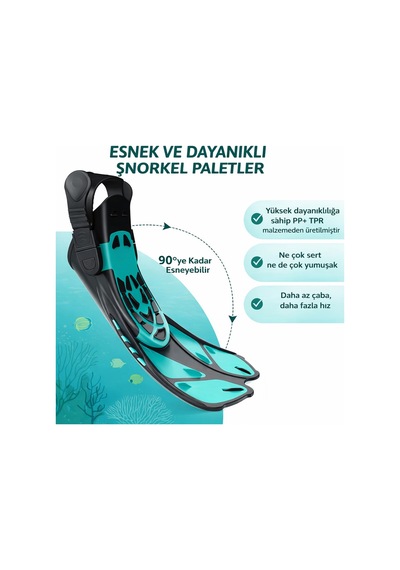 Yetişkinler İçin 3 İn 1 Profesyonel Dalış Seti Palet Gözlük Şnorkel Seti Dalış Yüzme Ekipmanı Turkuaz - 863068744 Turkuaz