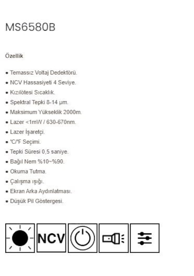 Mastech Ms6580b Ncv Kızılötesi Termometre