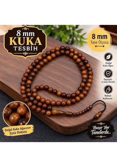 5 Adet Kuka Tesbih Üst Kalite 99'luk Tesbih 8mm Kahverengi