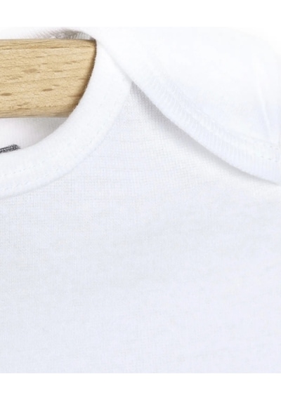 Mixibaby Mixi Baby Pamuklu Çıtçıtlı Bebek Body Bisiklet Yaka 5'li Set Uzun Kol Beyaz