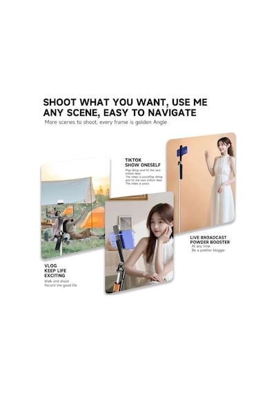 Ayrex Coverzone 3 Eksen Anti Shake Stabilizasyonlu Selfie Çubuğu Tripod 170 Cm Uzatılabilir Alüminyum Gövde 10 M Bl Diğer