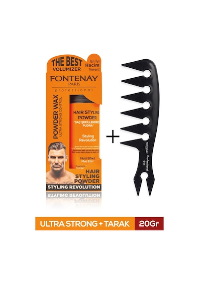 Fontenay Saç Şekillendirici Ultra Strong Pudra Toz Wax Turuncu 20 G + Geniş Aralıklı Wax Tarağı 2'li