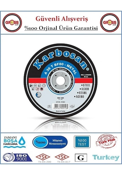 Karbosan Metal Kesme Disk Taşı - 115mm