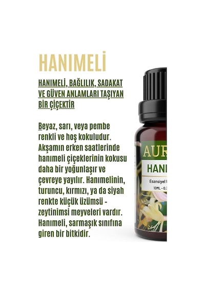 AURAN Hanımeli Saf Esansiyel Uçucu Yağ Buhurdanlık Yağı 10 ML