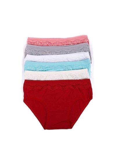 6 Adet Kız Çocuk Dantelli Kız Bikini 408 Çok Renkli