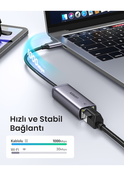 Ugreen Usb Type-c To Ethernet Rj45 1 Gbps Dönüştürücü Adaptör, 40322