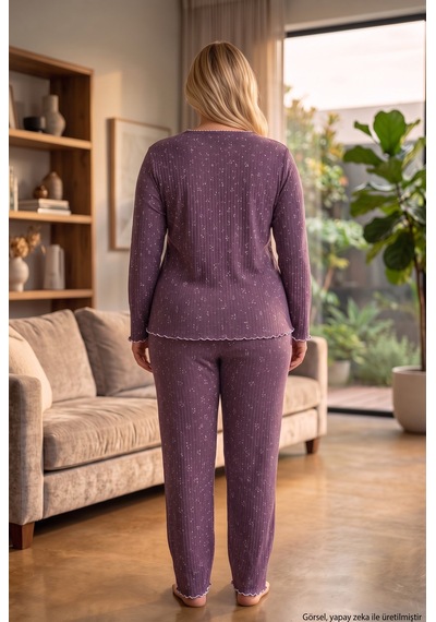 Seboteks Raporlu İnterlok Kumaş Yakası Düğmeli Kışlık Büyük Beden Kadın Pijama Takımı 2950 Mürdüm Seboteks Raporlu İnterlok Kumaş Yakası Düğmeli Kışlık Büyük Beden Kadın Pijama Takımı 2950 Mürdüm