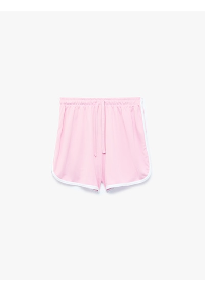 Koton Beli Bağcıklı Rahat Kalıp Biyeli Spor Mini Şort Pembe 6sak40436nk Gül