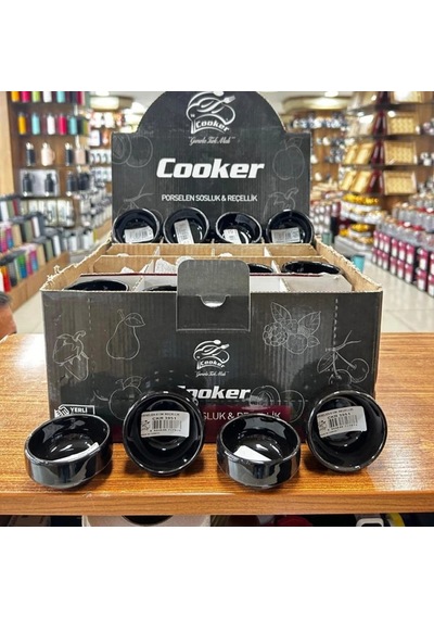 Cooker Porselen Sosluk 6'lı 6cm Siyah