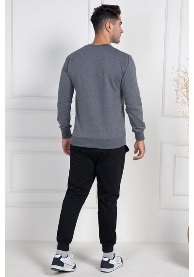 Mecit Pijama Mecit 2976 Gri İki İp Örme Spor Model Erkek Pijama Takımı Gri