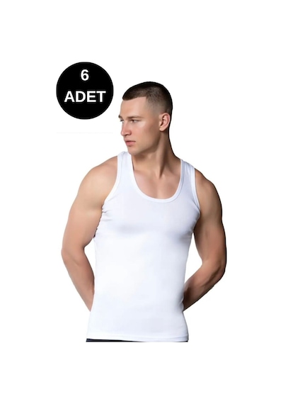 Gümüş 3001 Erkek Klasik Penye Atlet 6'lı Paket-beyaz