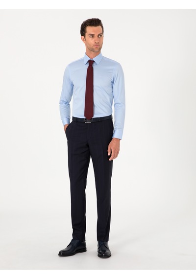 Cacharel Açık Mavi Slim Fit Pamuklu Klasik Gömlek Denım
