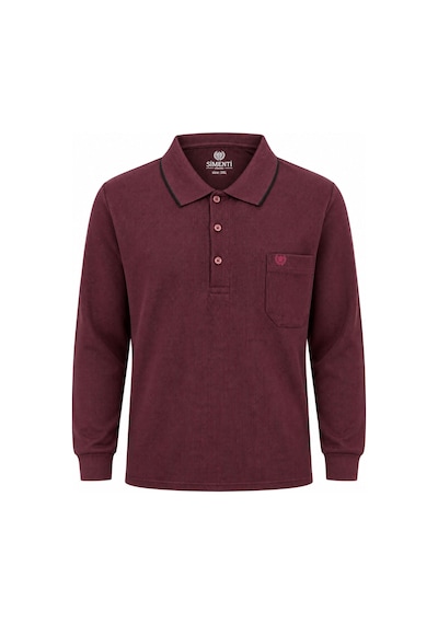 Classics Men Simenti Büyük Beden Erkek Polo Yaka Sweatshirt - 7809 Bordo