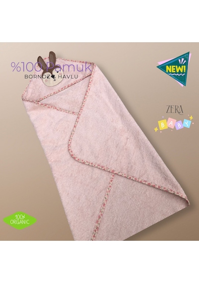 Bebek Bornoz Kapişonlu & Bebek Havlu Set %100 Organic Pamuk Yumuşacık Nakış Desenli 2 - 4 Yaş