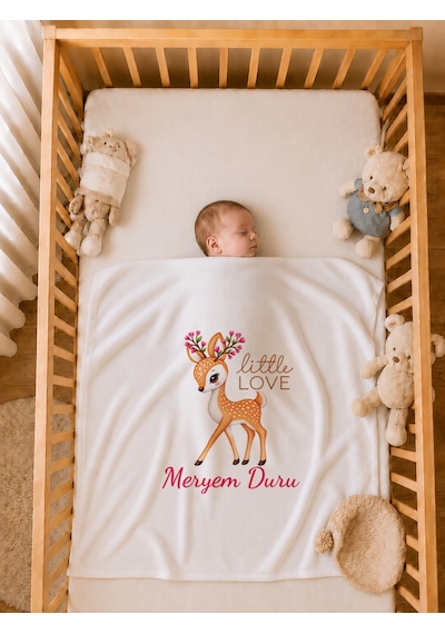 Pia Baby İsme Özel %100 Pamuk Kız Bebek Hastane Çıkışı 4 Lü Battaniyeli Tulum Seti Organik Baskılı 2081bt0x Ekru